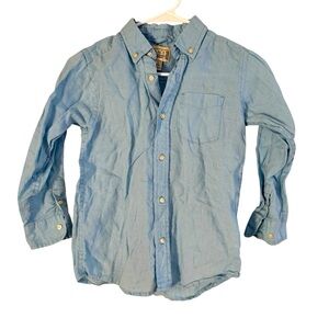 VTG Place Blue 100% Linen Shirt Button Up Classic Boys S 5/6